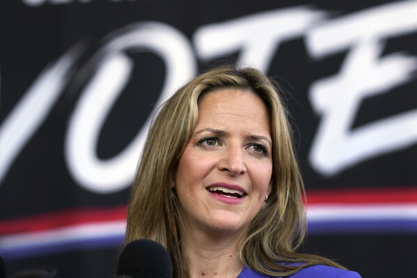 FILE - Michigan Secretary of State Jocelyn Benson speaks in Detroit, Sept. 24, 2020. (AP Photo/Paul Sancya, File)