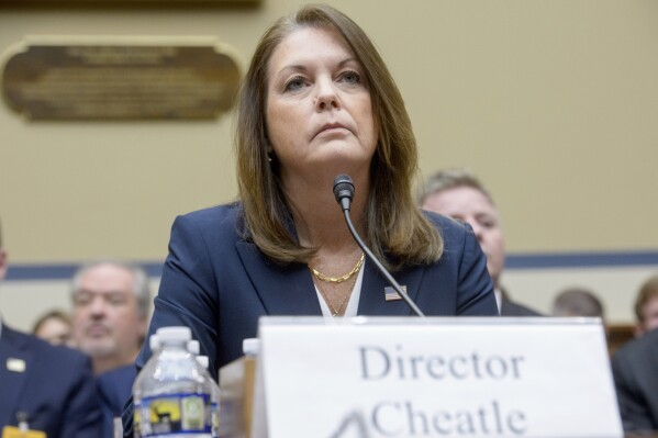 U.S. Secret Service Director Kimberly Cheatle testifies before the House Oversight and Accountability Committee about the attempted assassination of former President Donald Trump at a campaign event in Pennsylvania, at the Capitol in Washington, Monday, July 22, 2024. (AP Photo/Rod Lamkey, Jr.)