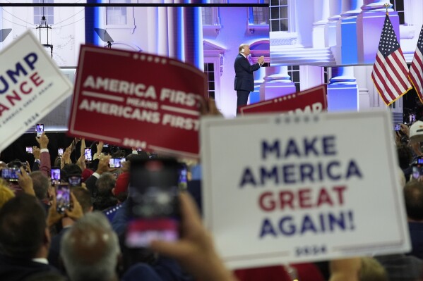 Republican presidential candidate and former president, Donald Trump, speaks during the final day of the Republican National Convention Thursday, July 18, 2024, in Milwaukee. (AP Photo/Jae C. Hong)