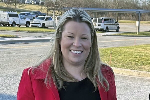 FILE - Stefanie Lambert stands outside the Oakland County Jail in Pontiac, Mich., March 21, 2024. (AP Photo/Corey Williams, File)