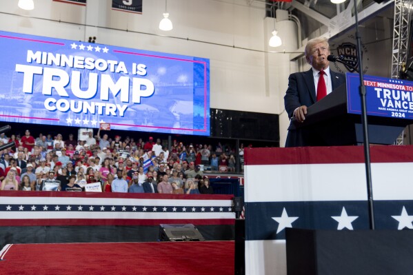 Republican presidential candidate former President Donald Trump speaks at a campaign rally, Saturday, July 27, 2024, in St. Cloud, Minn. (AP Photo/Alex Brandon)