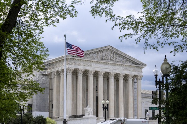 FILE - Supreme Court is seen on Capitol Hill in Washington, April 25, 2024. (AP Photo/J. Scott Applewhite, File)