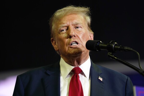 Republican presidential candidate former President Donald Trump speaks at a campaign rally, Saturday, June 22, 2024, at Temple University in Philadelphia. (AP Photo/Chris Szagola)