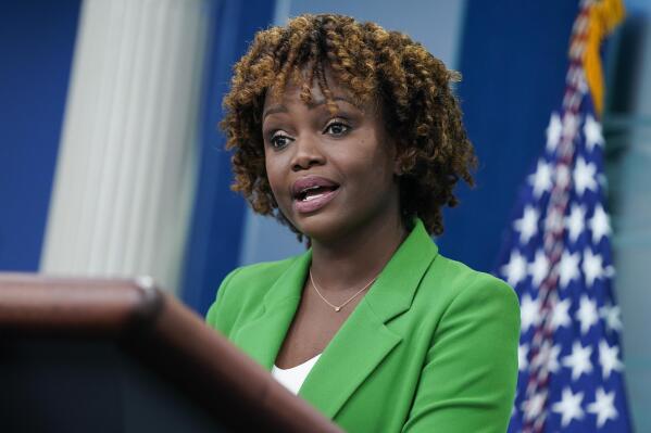 White House press secretary Karine Jean-Pierre speaks during a briefing at the White House, Wednesday, Oct. 19, 2022, in Washington. (AP Photo/Evan Vucci)