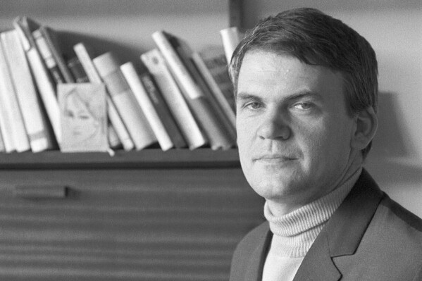 Czech-born writer Milan Kundera looks on in this file photo taken in May 1968. Milan Kundera, whose dissident writings in communist Czechoslovakia transformed him into an exiled satirist of totalitarianism, has died in Paris at the age of 94, Czech media said Wednesday, July 12, 2023. (Pavel Vacha/CTK via AP)