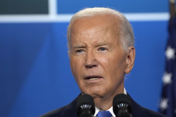 President Joe Biden speaks at a news conference following the NATO Summit in Washington, Thursday, July 11, 2024. (AP Photo/Susan Walsh)