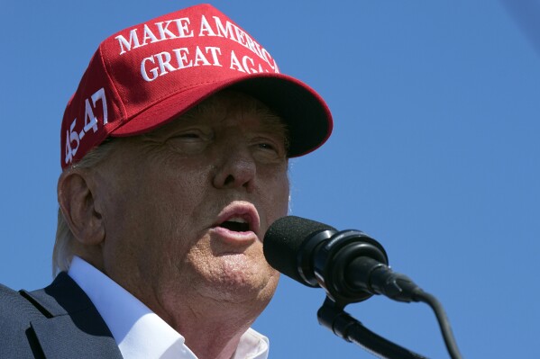 Republican presidential candidate former President Donald Trump speaks at a campaign rally in Chesapeake, Va., Friday, June 28, 2024. (AP Photo/Steve Helber)