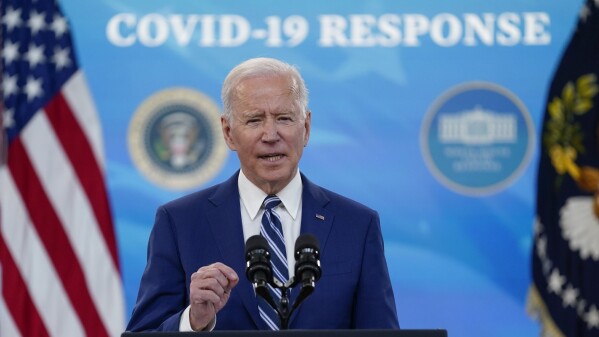 FILE - President Joe Biden speaks during an event on COVID-19 vaccinations and the response to the pandemic, on the White House campus, March 29, 2021, in Washington. In the ensuing two years following the pandemic, as inflation slowed but persisted, the confidence Biden hoped to instill steadily waned. And when he showed his age in a disastrous debate in June against Donald Trump, he lost the benefit of the doubt as well. That gave him the legacy of having built the legislative scaffolding of a renewed America without convincing voters that better days were ahead. (AP Photo/Evan Vucci, File)