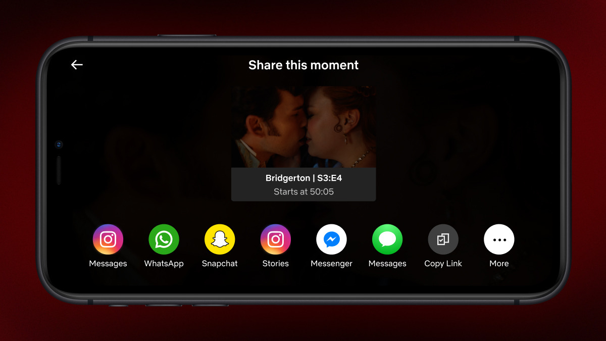 Capture d'écran de l'application mobile Netflix avec une miniature de « Bridgerton »