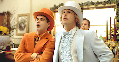 Lloyd Christmas (Jim Carrey) and Harry Dunne (Jeff Daniels) in Dumb and Dumber.