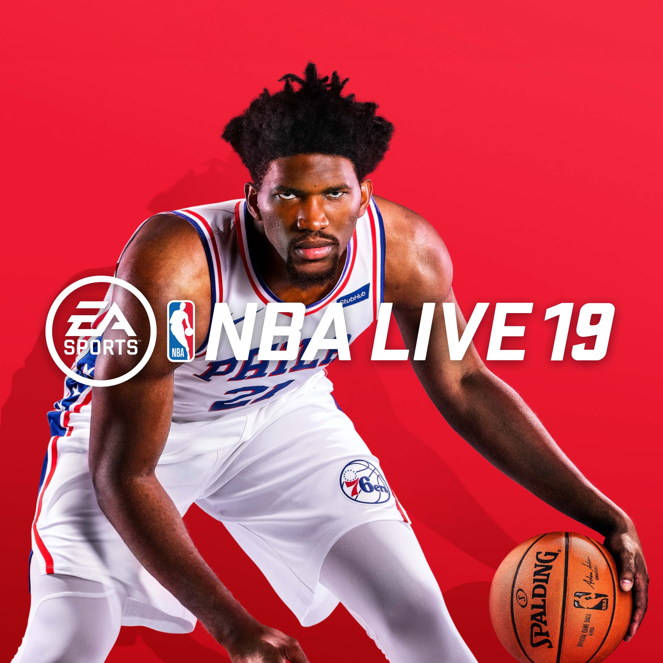 Grafika okładki NBA Live 19 – Joel Embiid z Philadelphia 76ers