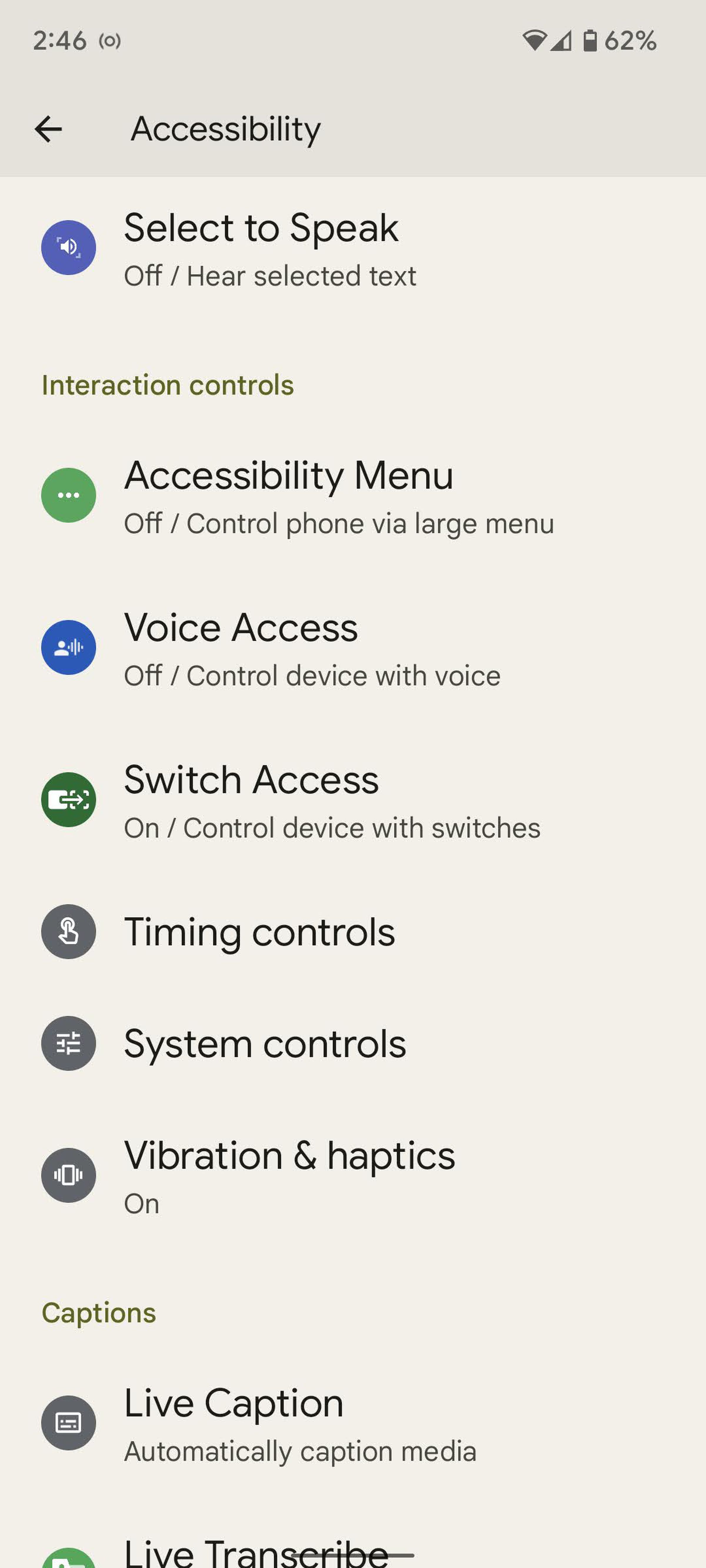 Look for “Switch Access” in the Accessibility menu.