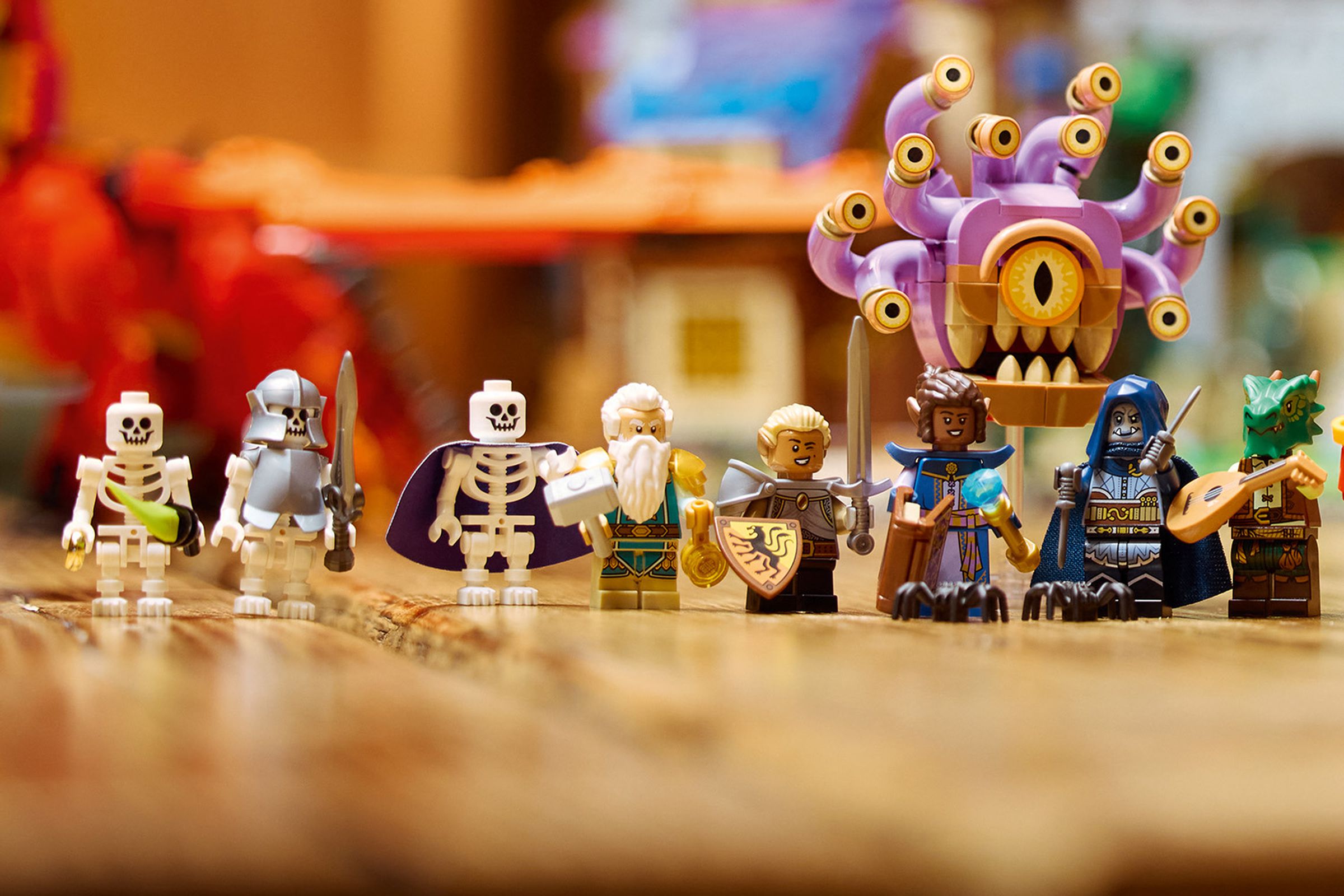 A lineup of D&amp;D inspired lego minifigs