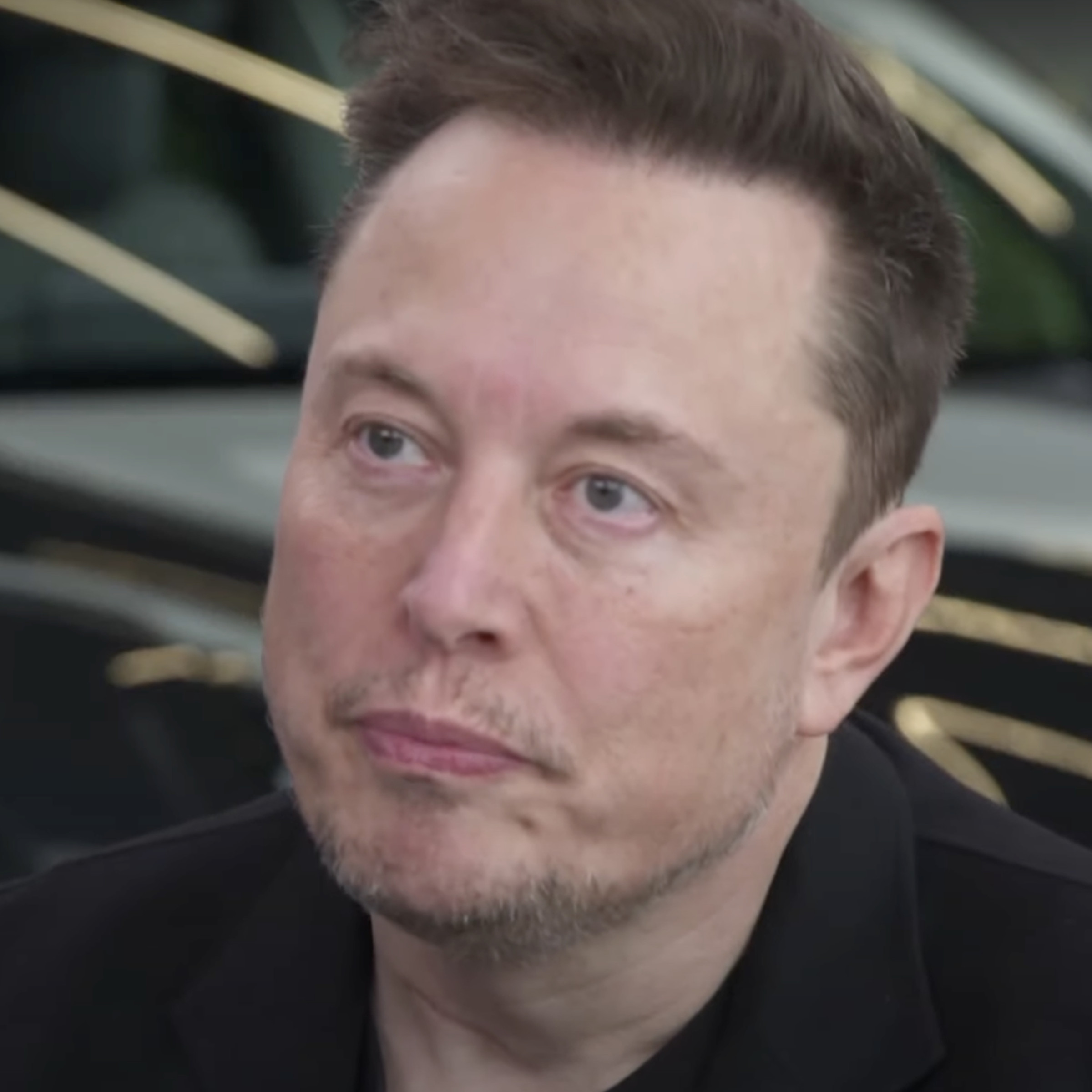 A screenshot of Elon Musk during his interview with Don Lemon