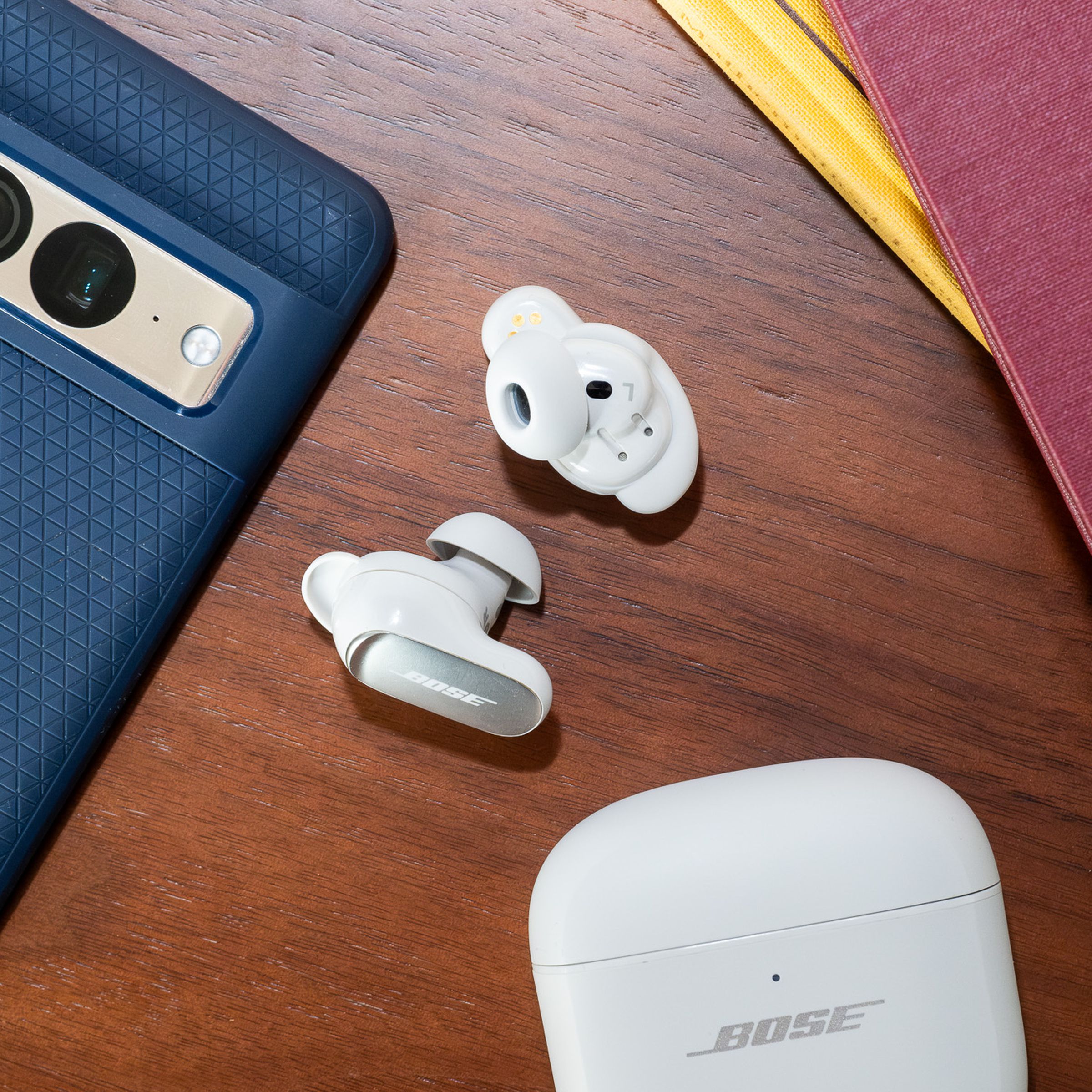 A photo of Bose’s QuietComfort Ultra Earbuds.