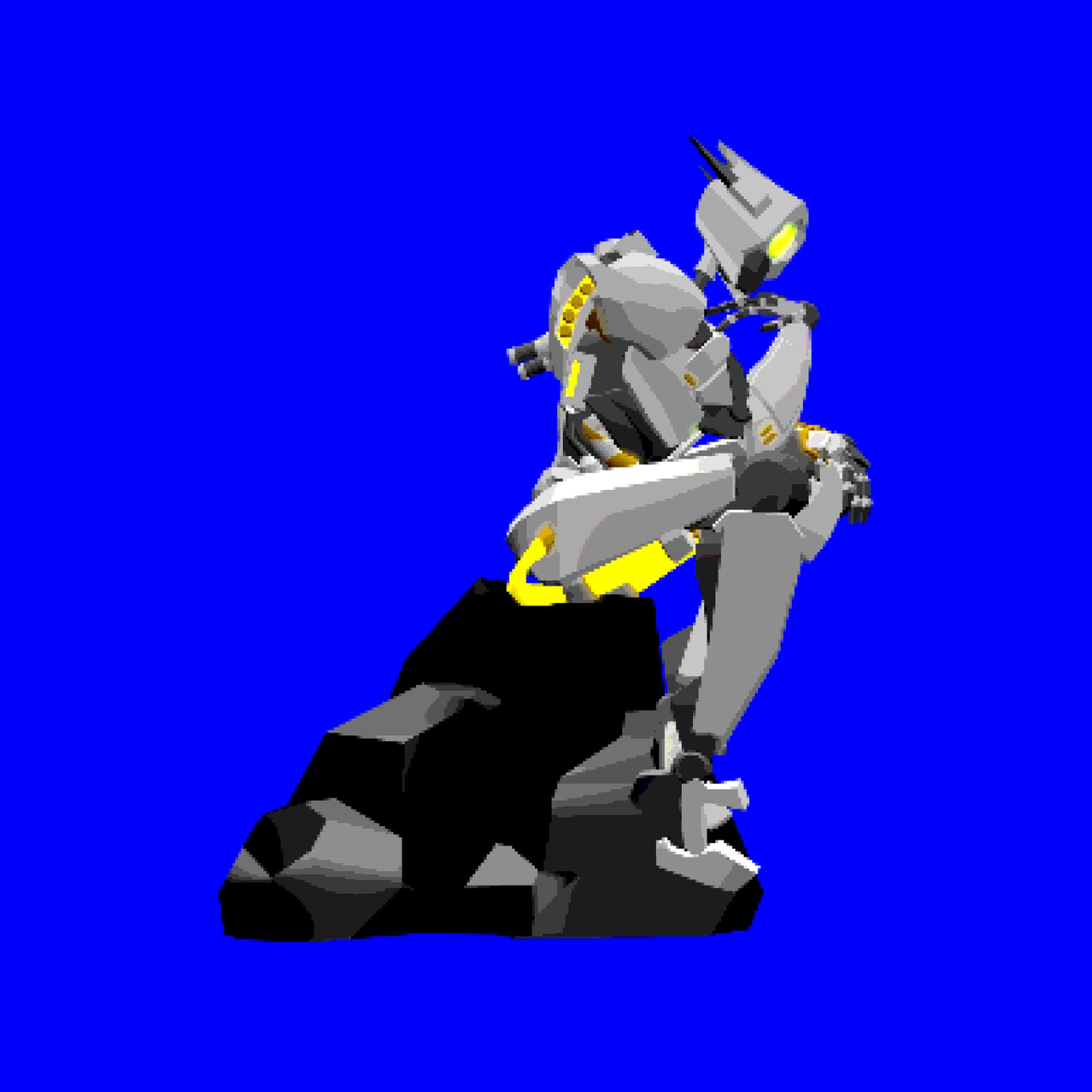 3D illustration of a robot version of “The Thinker”.