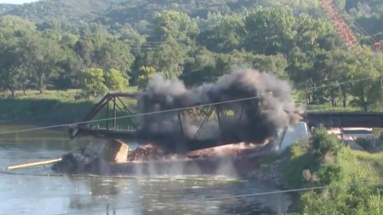 Crews have successfully set off a second controlled blast at the BNSF rail bridge that collapsed during Junes flooding.