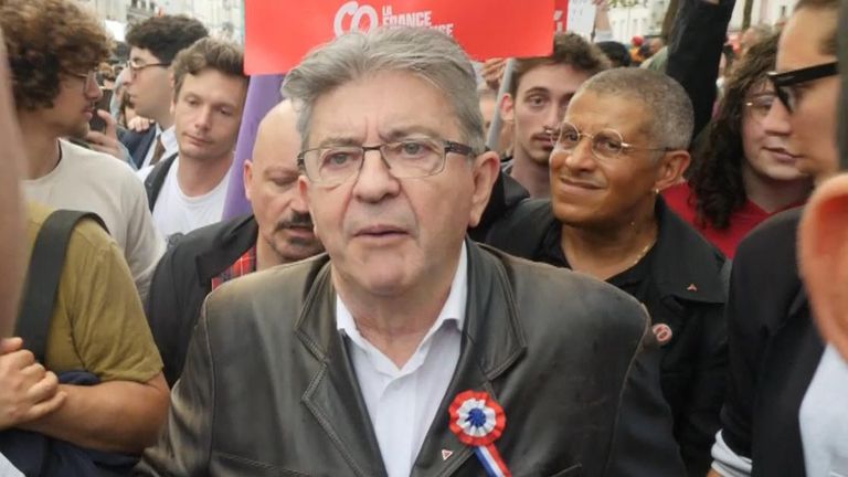 Jean-Luc Mélenchon told Sky’s John Sparks what he thought of new France’s PM Michel Barnier.