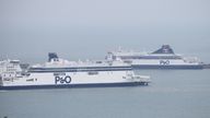 P&O Ferries "Spirit of Britain" and "Pride of Canterbury" are seen moored in the Port of Dover, in Dover, Britain, May 4, 2022. REUTERS/Henry Nicholls