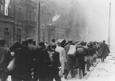 Deportation of Jews from the Warsaw ghetto during the ghetto uprising.