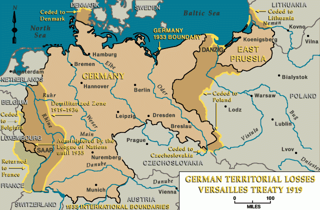 German territorial losses, Treaty of Versailles, 1919