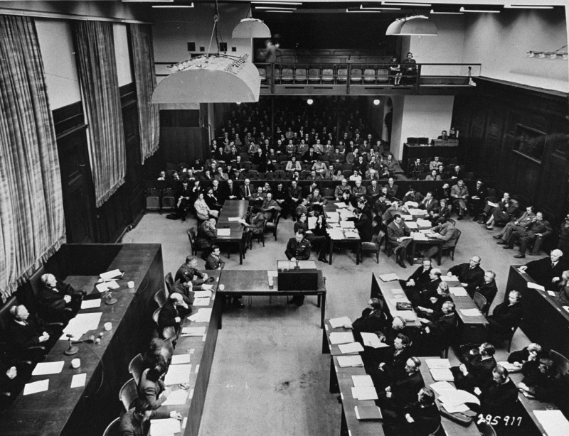 US Brigadier General Telford Taylor, chief counsel for war crimes, opens The Ministries Trial by reading the prosecution's opening ...