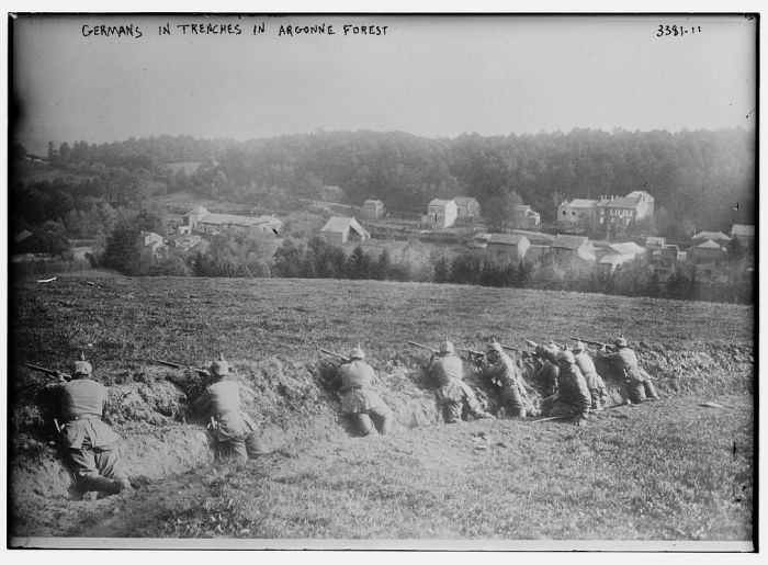 German soldiers in the Argonne Forest, France, during World War I.