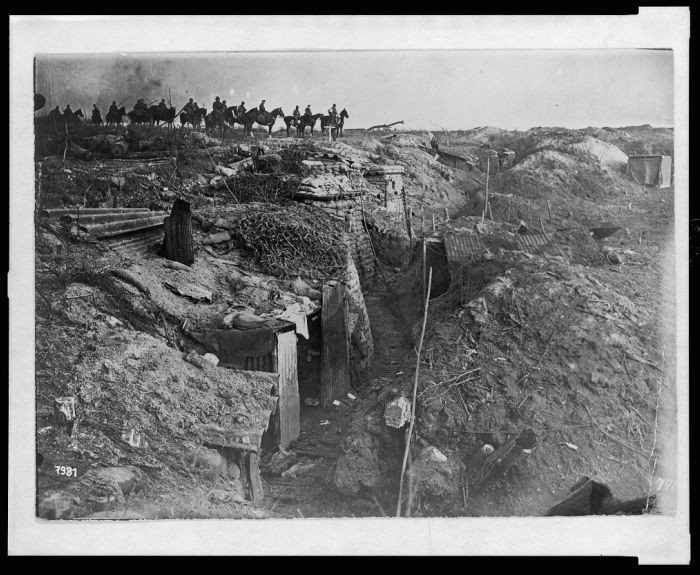 Abandoned British trench which was captured by German forces during World War I.