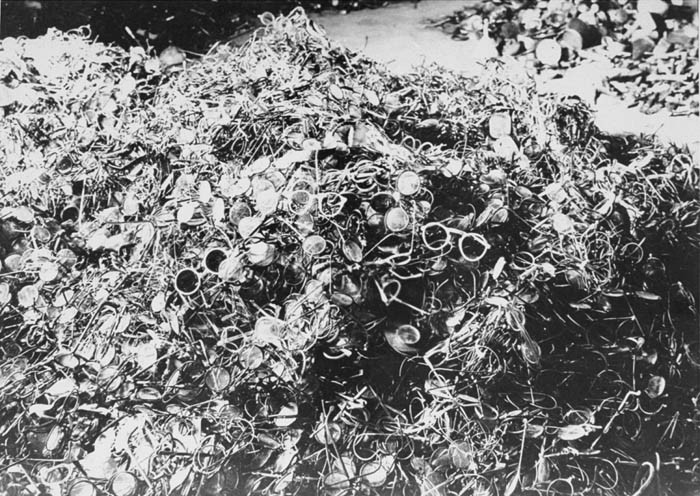 Personal effects taken from the prisoners at Auschwitz before they were taken to the gas chamber.