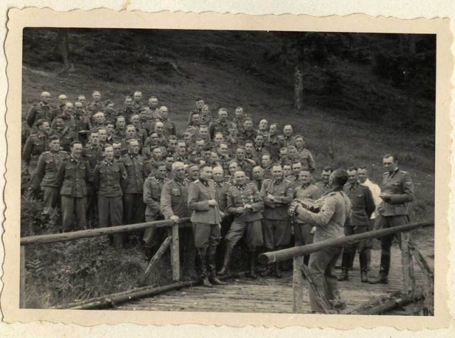 A "sing-along" during a social gathering of the SS hierarchy at Solahütte.