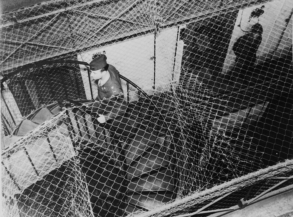 Birds-eye view of the fenced-in cell block where defendents in the International Military Tribunal war crimes trial were imprisoned. [LCID: 56279]