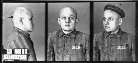 Identification pictures of a prisoner, accused of homosexuality, recently arrived at the Auschwitz concentration camp. [LCID: 00209]