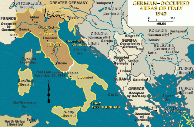 German-occupied areas of Italy, 1943