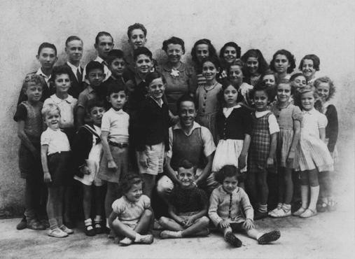 A group of children who were sheltered in Le Chambon-sur-Lignon, a town in southern France.