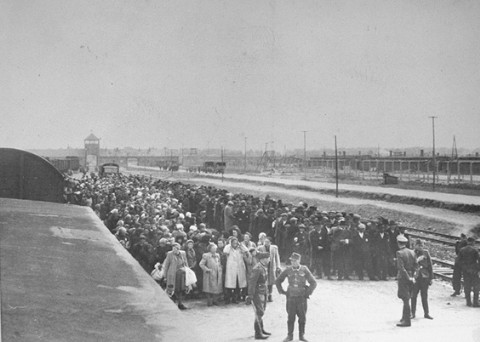 The ramp in Birkenau, May 1944.