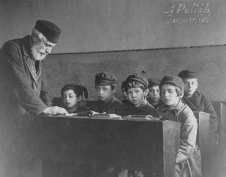 A Jewish religious elementary school class in prewar Poland. Ca. 1935.