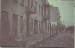 View of the camp for Roma (Gypsies) in Lodz. The original German caption for this photograph was:  "Zigeunerlager" (Gypsy camp), #137. In the autumn of 1941, German police authorities deported some 5,000 Roma from Austria to the ghetto for Jews in Lodz, where they resided in a segregated section (part of which is shown in this photograph). Photograph taken between 1940 and 1944. 