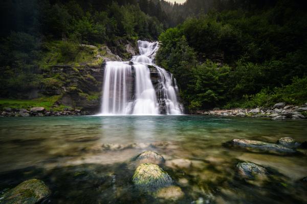 Waterfall in a forest area.