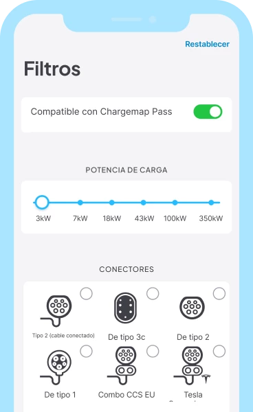 Haga un filtro de los puntos de recarga compatibles con el Chargemap Pass en su aplicación