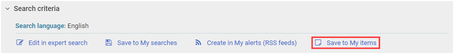 image highlighting the option Save to My Items