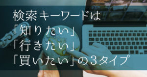 検索キーワードは「知りたい」「行きたい」「買いたい」の３タイプ