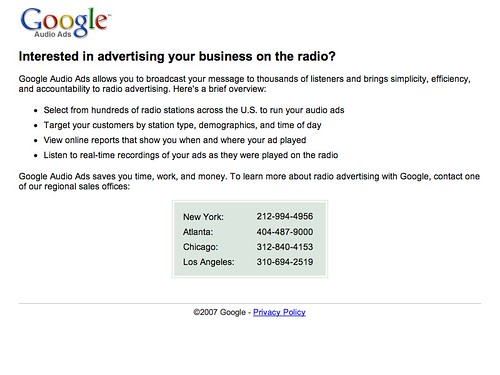 Google Audio Landing Page