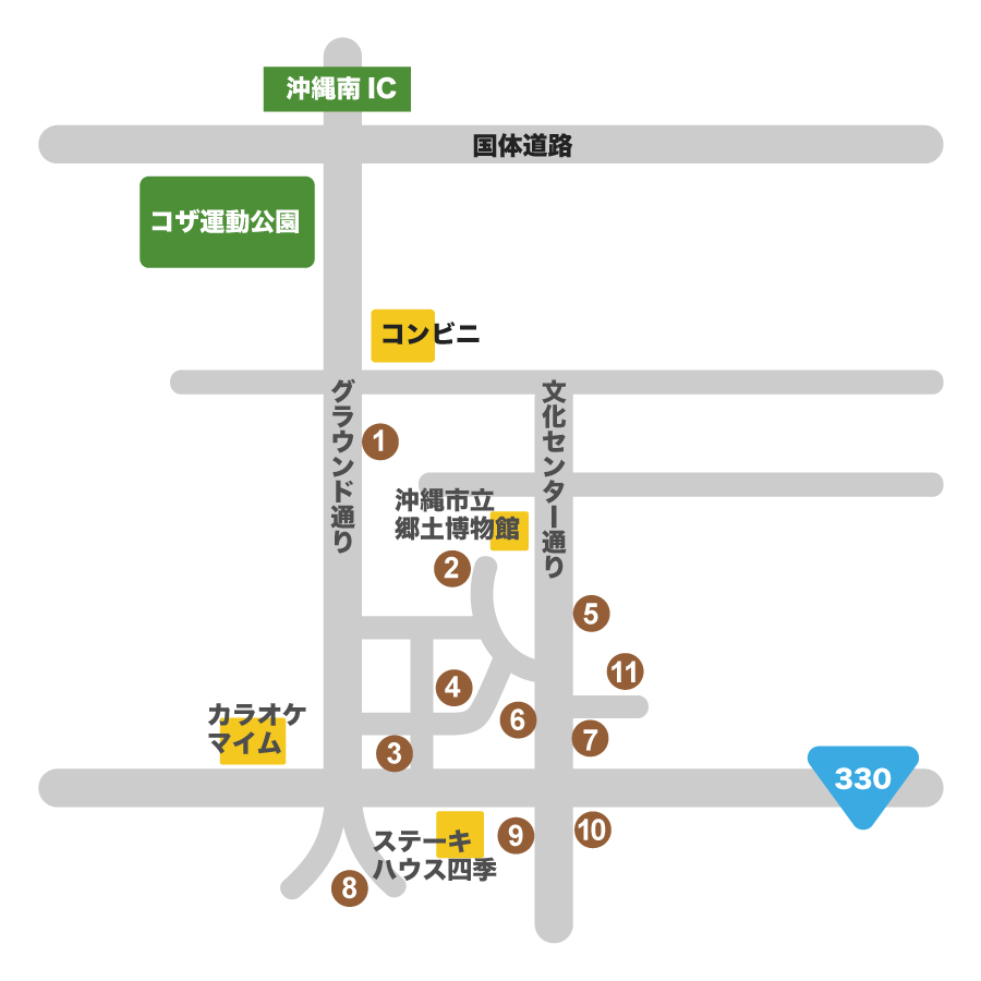 沖縄市 駐車場マップ〜コザ運動公園周辺の地図〜