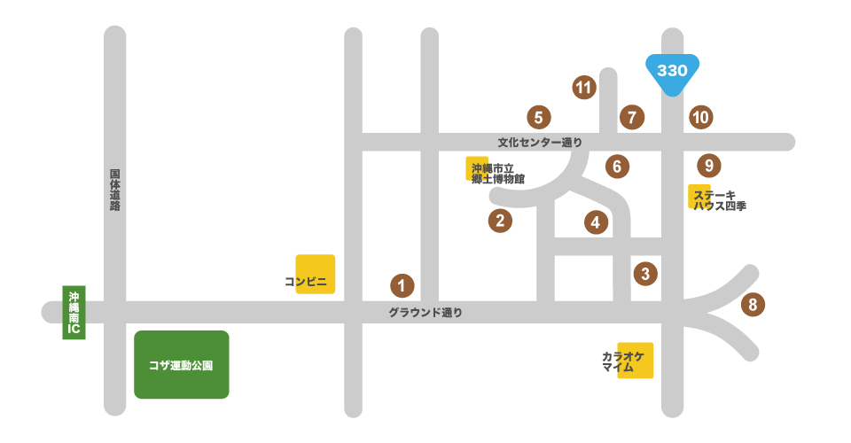 沖縄市 駐車場マップ〜コザ運動公園周辺の地図〜