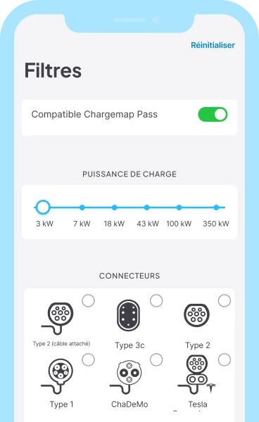 Filtrez les bornes de recharge compatibles Chargemap Pass dans votre app