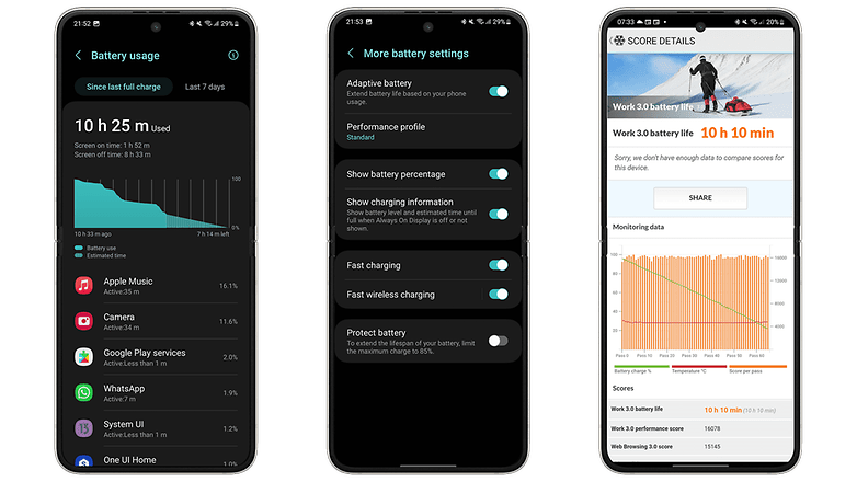 Samsung Galaxy Z Flip 5 battery settings and benchmarks