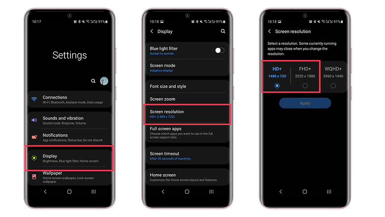 NextPit Display resolution android