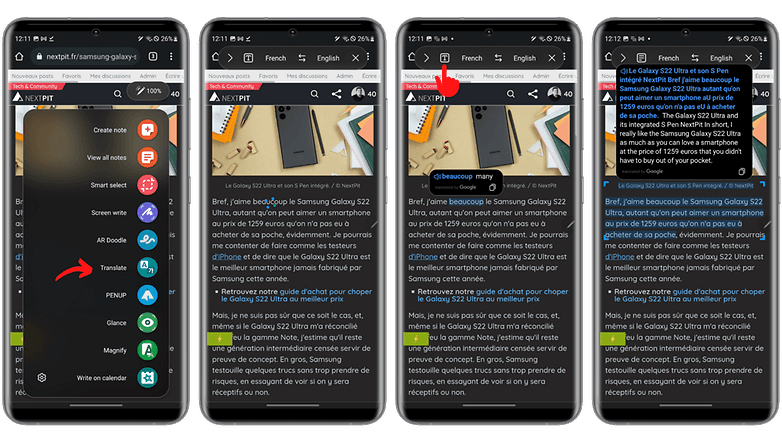 S Pen Screenshots zu Google Translate