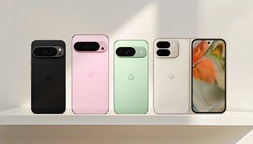 The four Google Pixel 9 models side by side: Pixel 9 Pro, Pixel 9 Pro XL, Pixel 9, and Pixel 9 Pro Fold