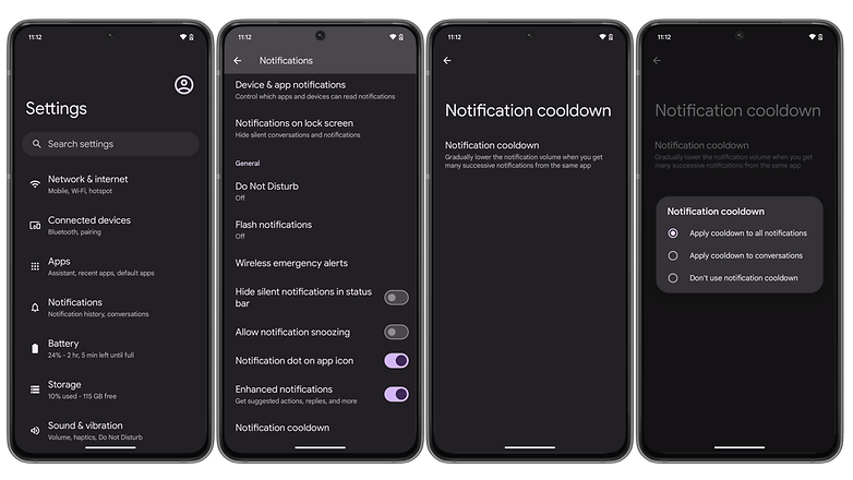 Android-15-Screenshots zeigen die Notification-Cooldown-Optionen
